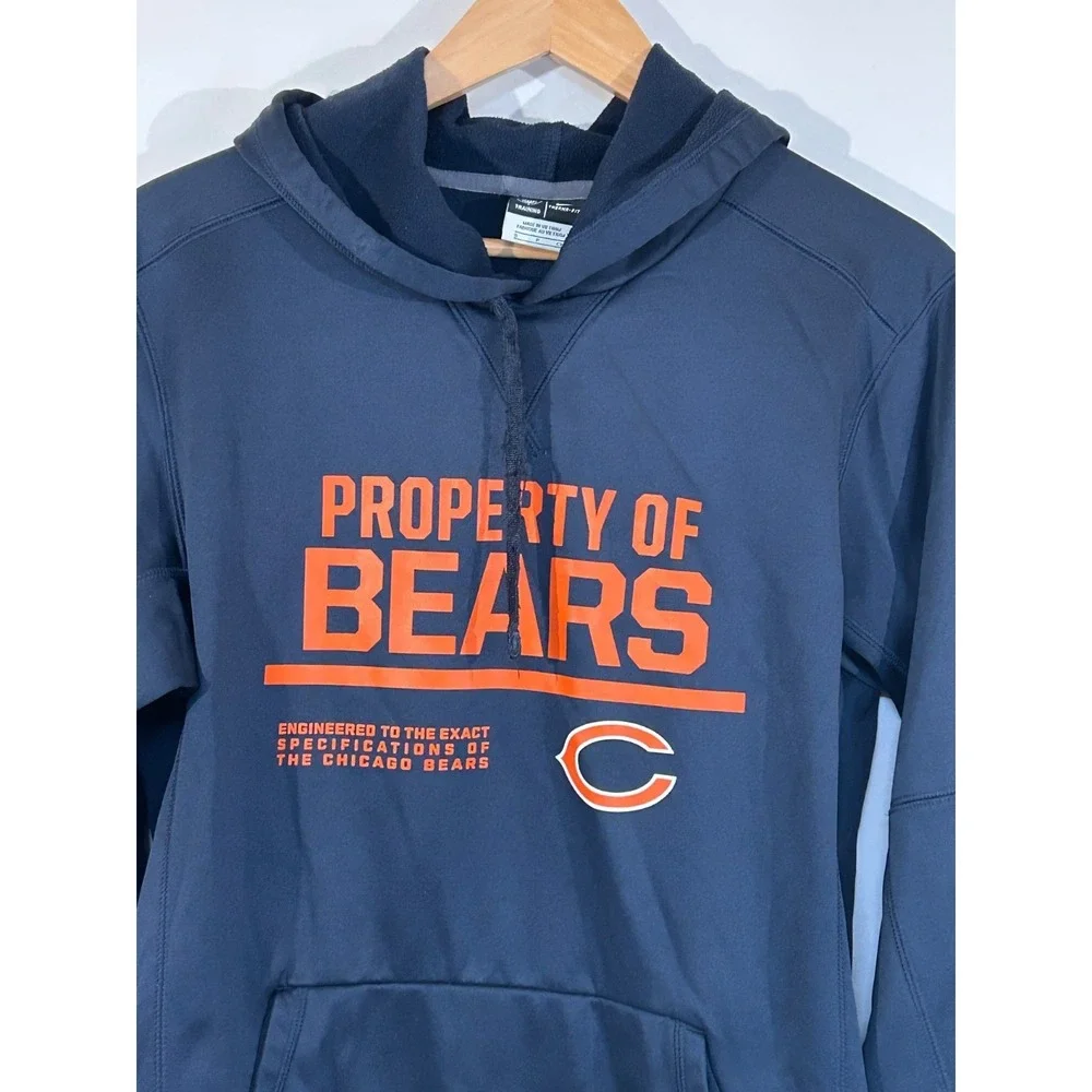 Chicago Bears Hoodie Mens Sz S Blue Nike Engineered  Logo Sweatshirt NFL